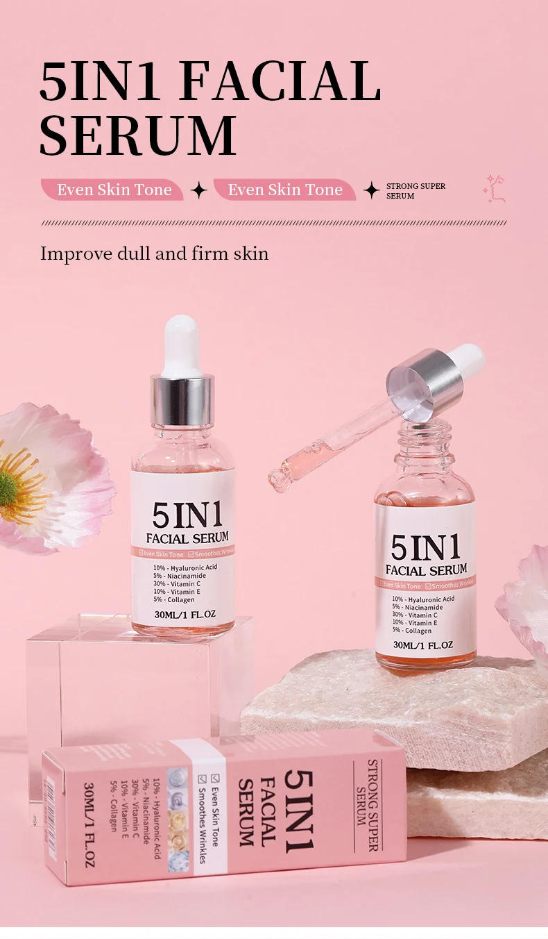 MOIKA 5-IN-1 Facial Serum with Vitamin C, Vitamin E, Hyaluronic Acid & Collagen 1 5 in 1 facial serum spu884818848354 desc 1