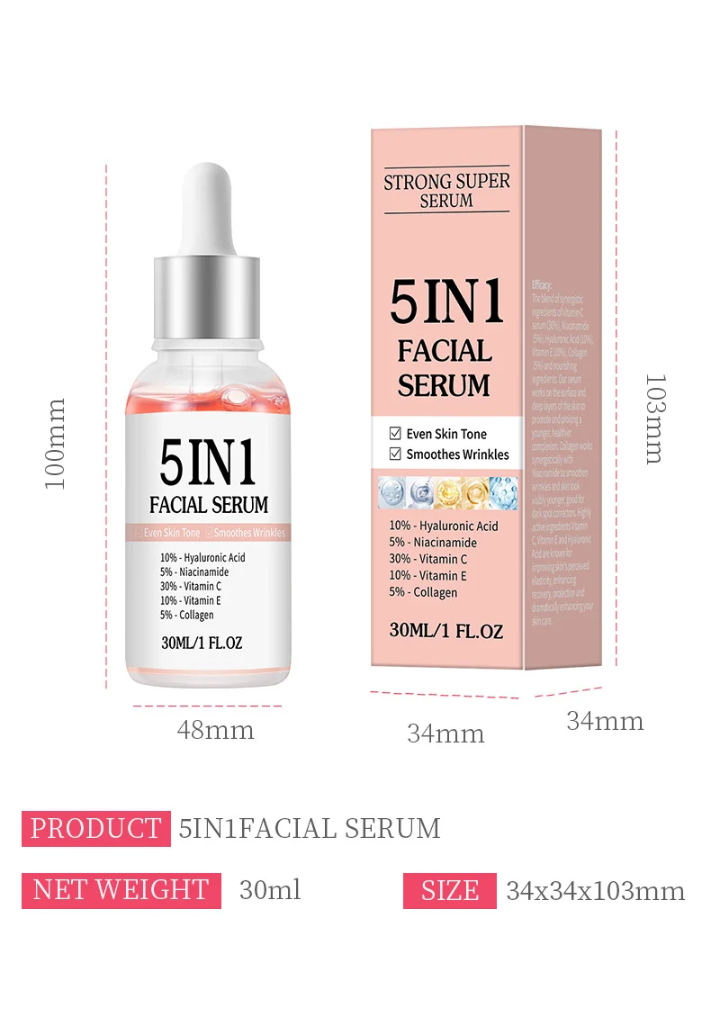 MOIKA 5-in-1 Facial Serum with Vitamin C, E, Collagen & Niacinamide 30ml 11 5 in 1 facial serum spu969181036552 desc 11