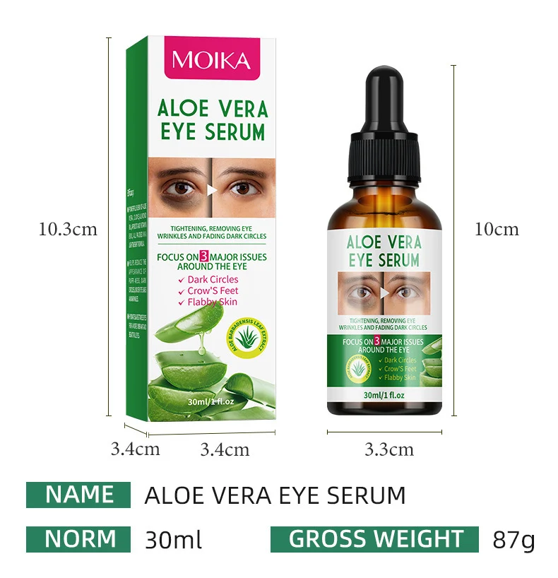 MOIKA Aloe Vera Eye Serum 30ml Dark Circles Treatment Reduce Puffiness 10 aloe vera eye serum spu735518993077 desc 10