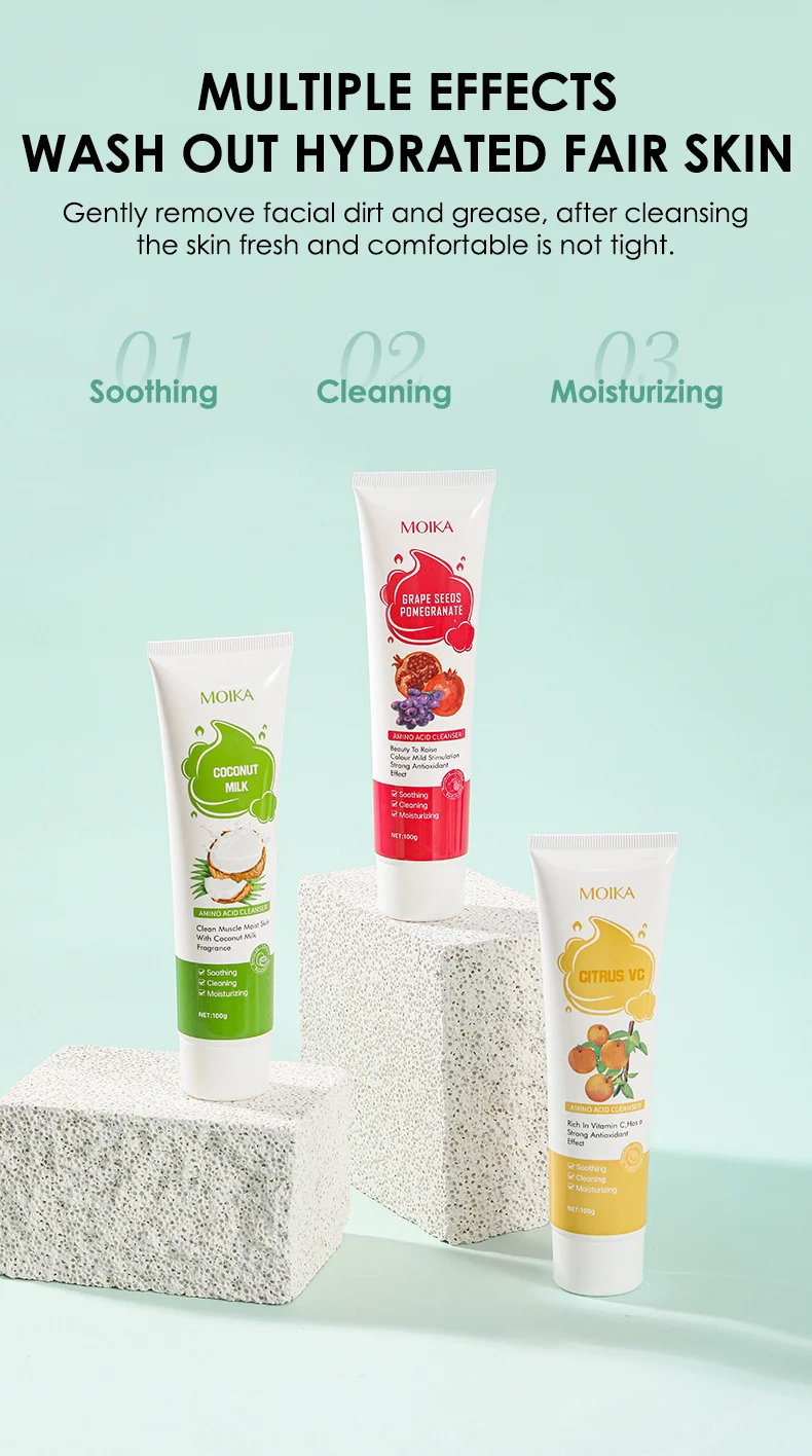 MOIKA Amino Acid Cleanser 100g - Gentle Hydrating Face Wash with Citrus VC 3 amino acid cleanser spu736468611276 desc 3