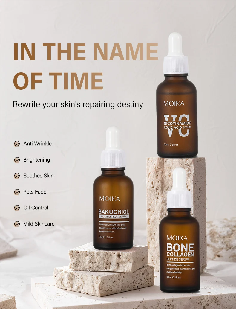 MOIKA Anti-Aging Serum Set with Bone Collagen, Vitamin C, and Bakuchiol for Brightening and Hydration 1 anti aging brightening serum set spu657445200930 desc 1