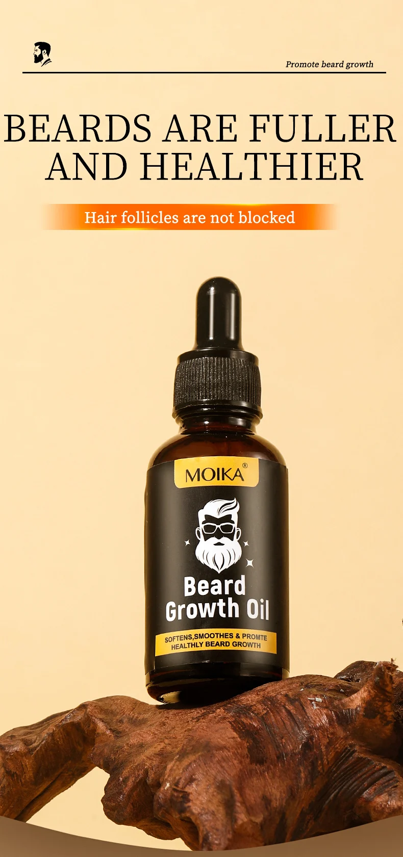 MOIKA Caffeine Beard Growth Oil for Tame & Soft Beard - 30ml 1 caffeine beard growth oil spu716746416966 desc 1
