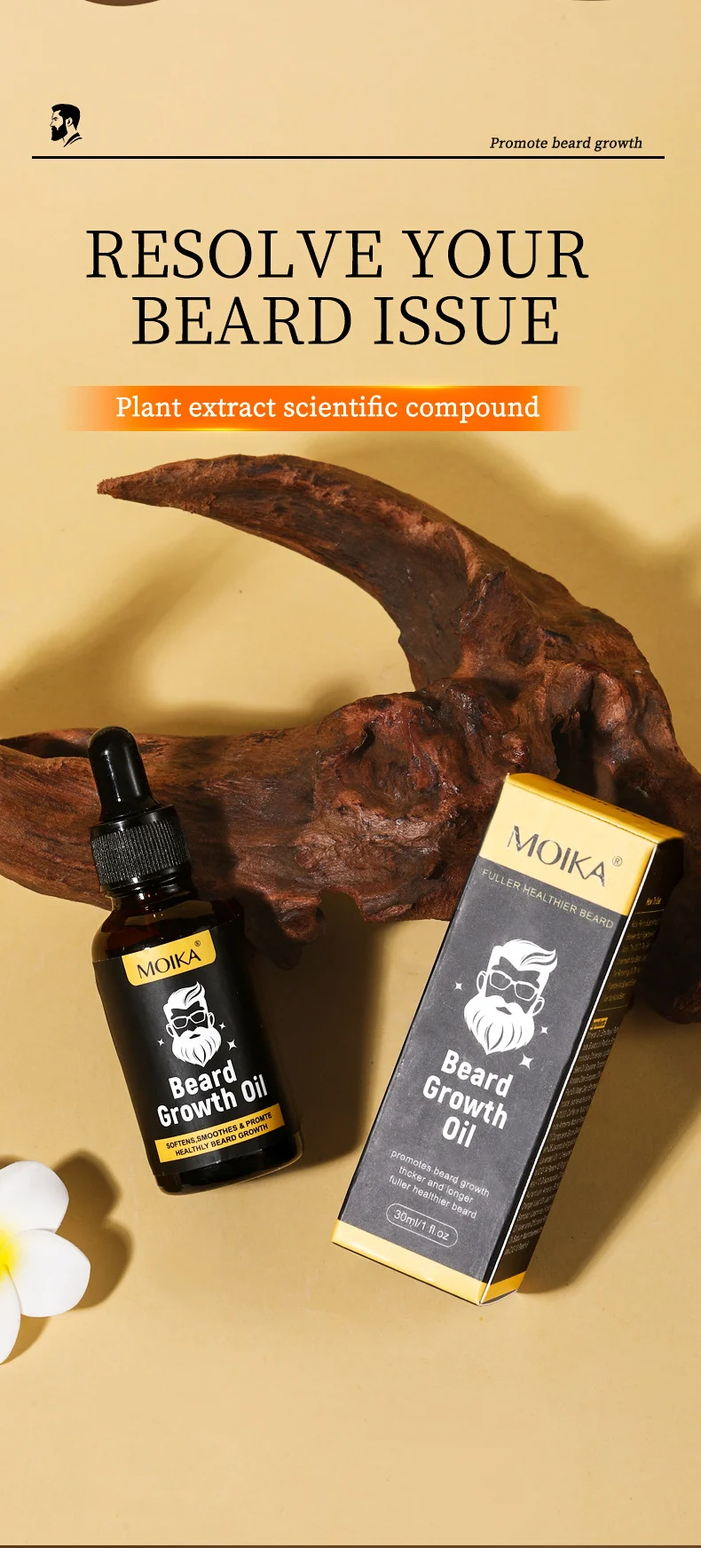 MOIKA Caffeine Beard Growth Oil for Tame & Soft Beard - 30ml 3 caffeine beard growth oil spu716746416966 desc 3
