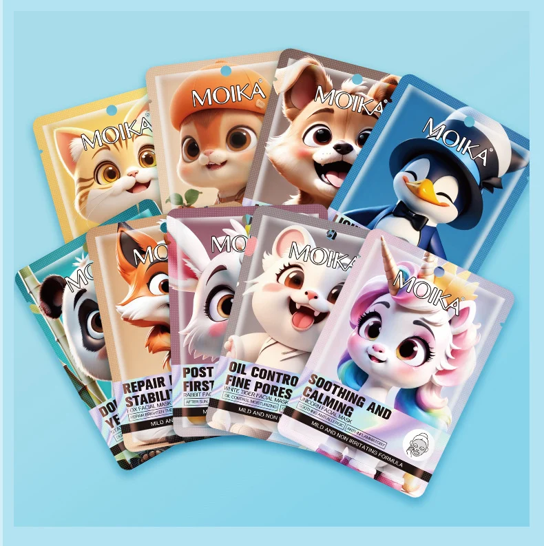 MOIKA Animal Cartoon Face Mask Set - Hydrating, Repairing, Anti-Aging 21 cartoon animal face mask spu764392154000 desc 21