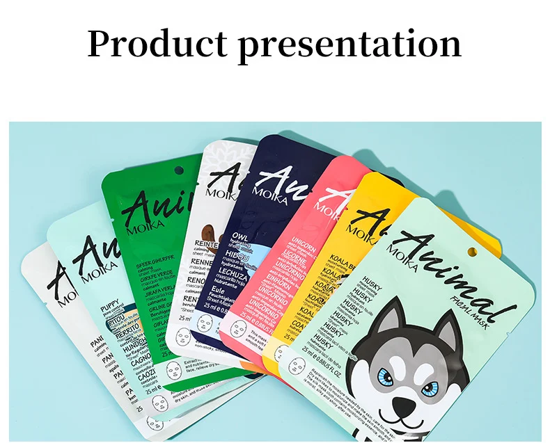 MOIKA Animal Face Mask Set - Hydrating Cartoon Masks with Hyaluronic Acid 11 cartoon animal face masks spu746064659391 desc 11