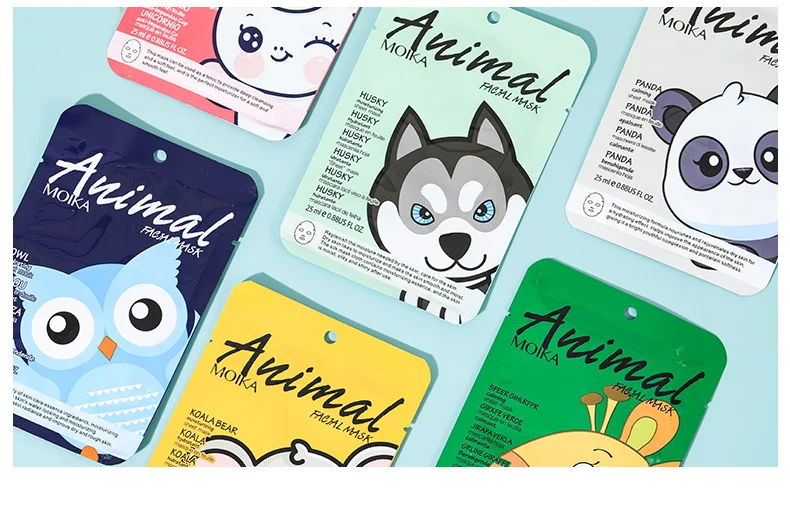 MOIKA Animal Face Mask Set - Hydrating Cartoon Masks with Hyaluronic Acid 13 cartoon animal face masks spu746064659391 desc 13