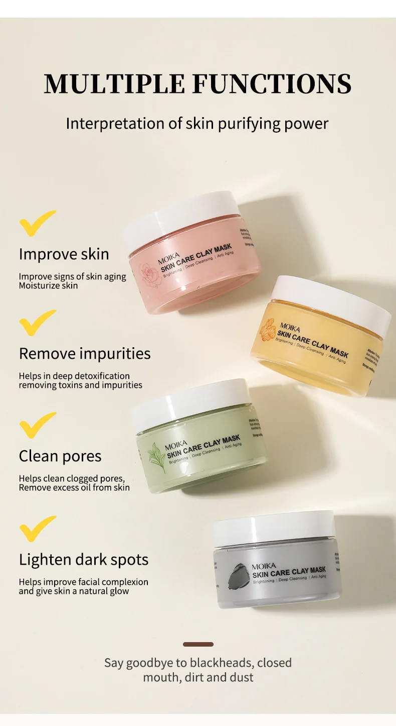 MOIKA Clay Face Mask Set - Brightening, Deep Cleansing, Anti-Aging 3 clay face mask set spu660944800775 desc 3