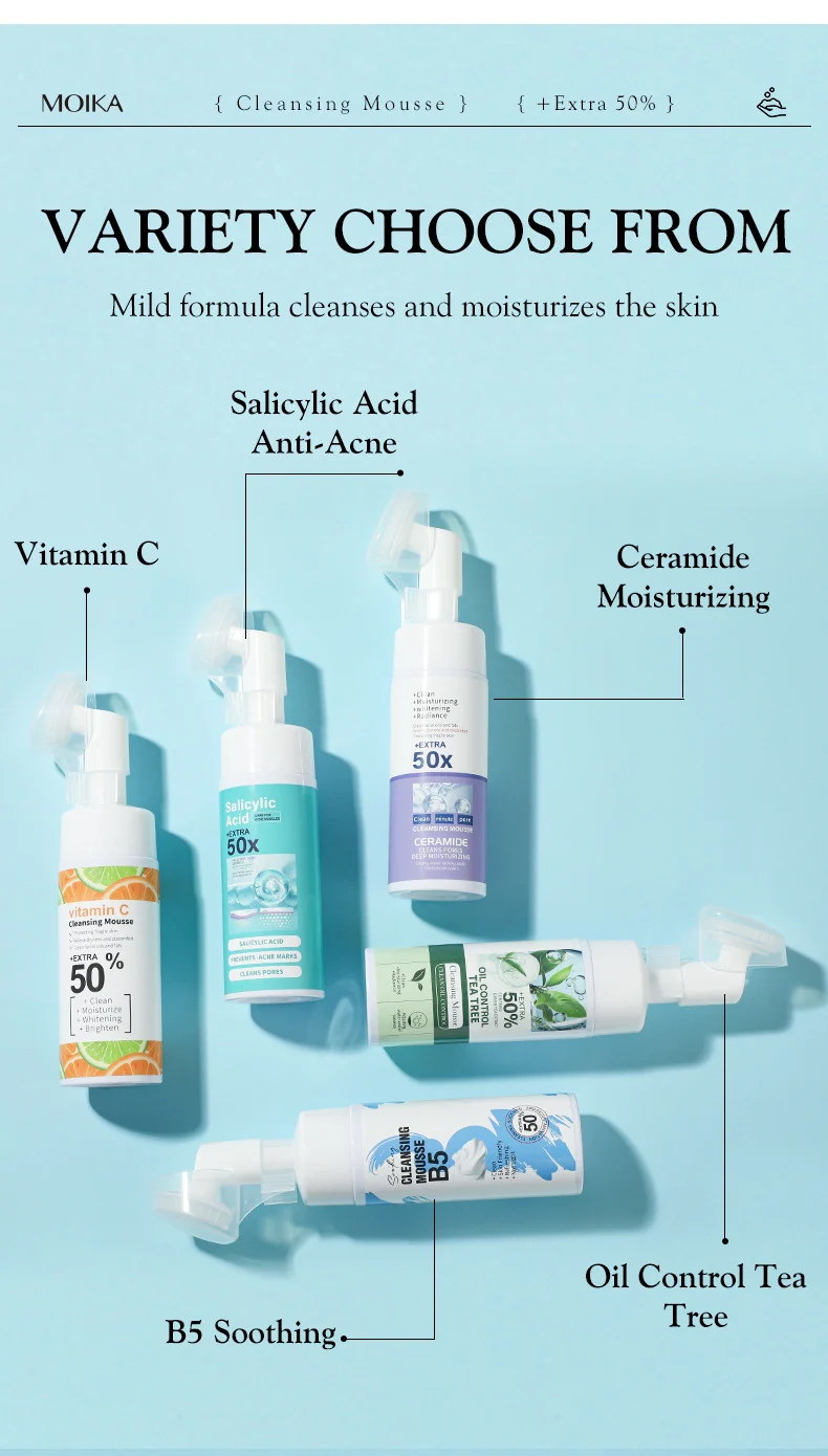 MOIKA Cleansing Mousse with Vitamin C & Salicylic Acid for Pore Cleansing & Oil Control 3 cleansing foam mousse spu669863454534 desc 3