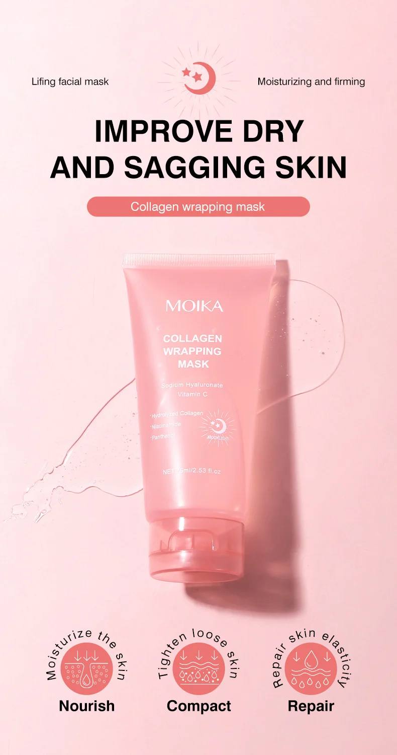 MOIKA Collagen Overnight Peel-Off Wrapping Mask for Firming & Moisturizing 3 collagen overnight peel off mask spu936033219457 desc 3