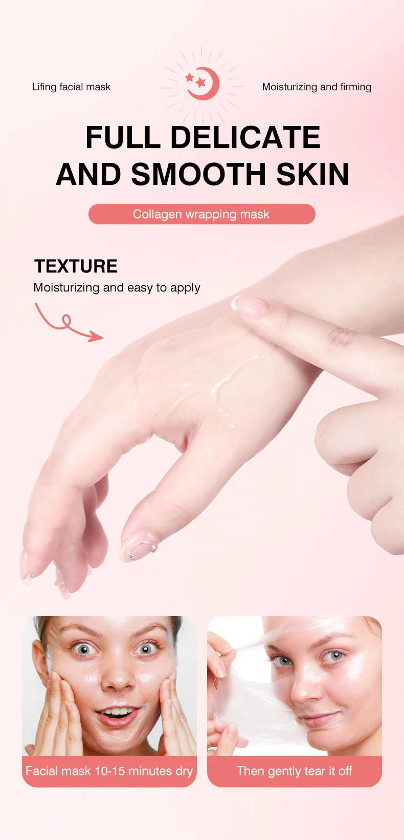 MOIKA Collagen Overnight Peel-Off Wrapping Mask for Firming & Moisturizing 6 collagen overnight peel off mask spu936033219457 desc 6