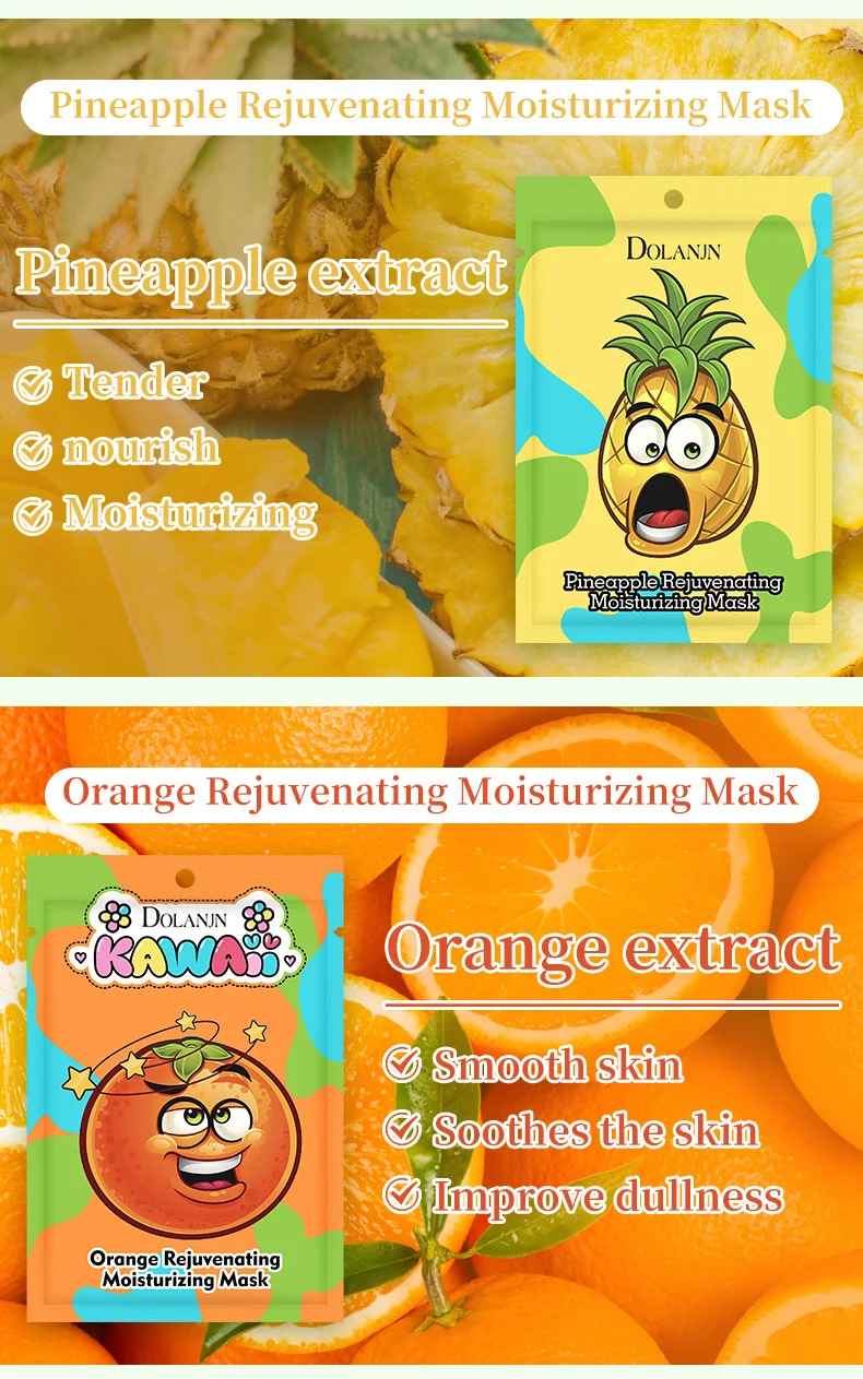 MOIKA & DOLANJN Cute Cartoon Animal & Fruit Facial Masks for Hydration & Brightening 15 cute cartoon fruit facial masks spu680323607158 desc 15