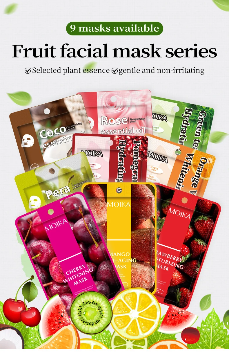MOIKA Fruit Facial Mask Set - 9 Hydrating Moisturizing Brightening Masks 1 fruit facial mask set spu661571008648 desc 1