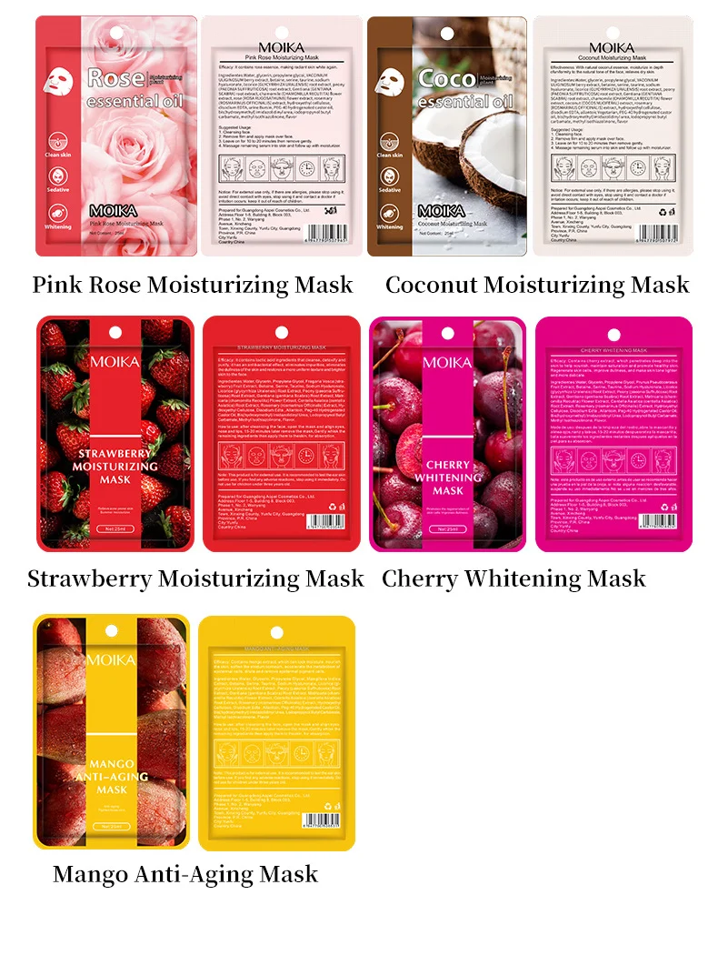 MOIKA Fruit Facial Mask Set - 9 Hydrating Moisturizing Brightening Masks 12 fruit facial mask set spu661571008648 desc 12