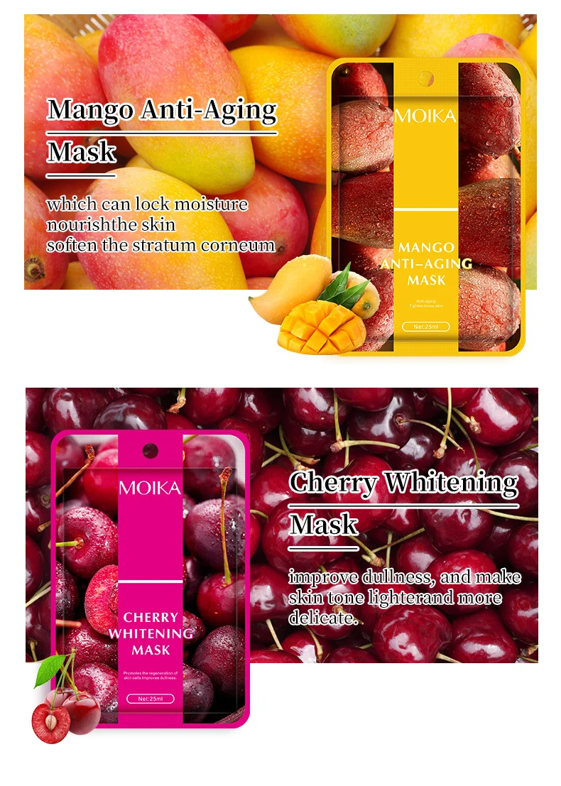 MOIKA Fruit Facial Mask Set - 9 Hydrating Moisturizing Brightening Masks 7 fruit facial mask set spu661571008648 desc 7