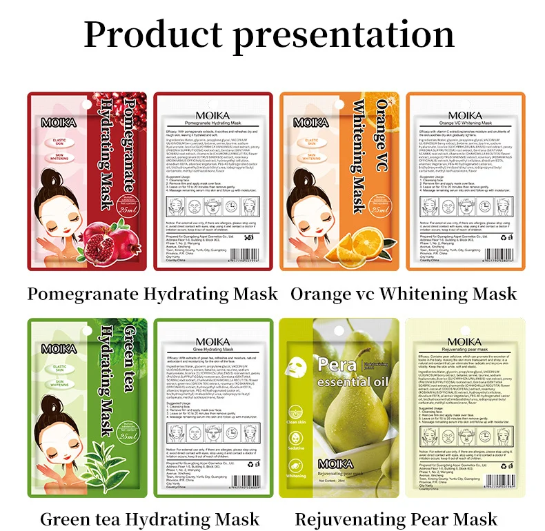 MOIKA Plant Fruit Facial Masks for Hydration, Brightening & Firming 12 fruit facial masks hydrating brightening spu658472387358 desc 12