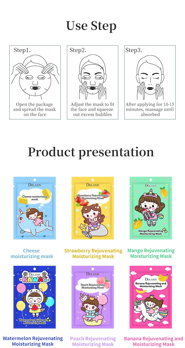 MOIKA Fruit Plant Facial Mask Sheets for Moisturizing, Hydrating, Soothing, Brightening, Oil Control 10 fruit plant facial mask sheets spu663099495110 desc 10