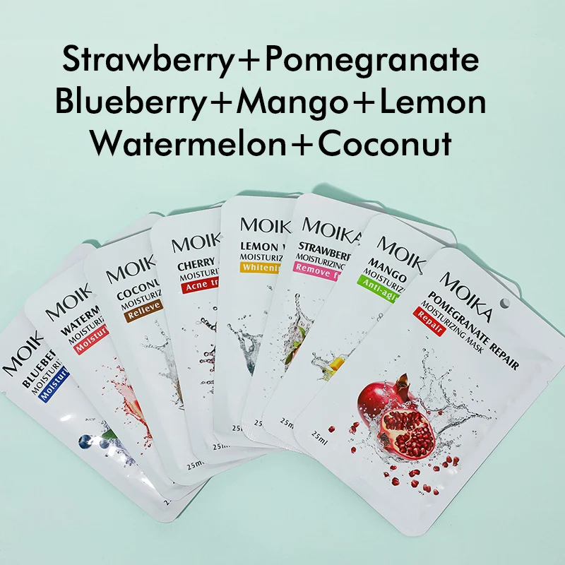 MOIKA Cartoon Fruit Plant Facial Mask Sheets - Hydrating, Brightening, Soothing 16 fruit plant facial mask sheets spu736726177168 desc 16