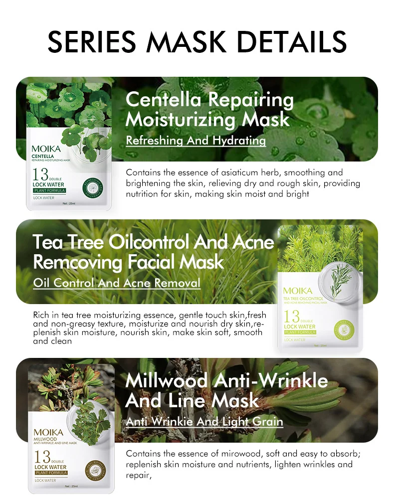 MOIKA Cartoon Fruit Plant Facial Mask Sheets - Hydrating, Brightening, Soothing 3 fruit plant facial mask sheets spu736726177168 desc 3