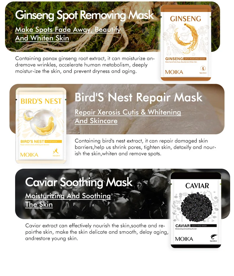 MOIKA Cartoon Fruit Plant Facial Mask Sheets - Hydrating, Brightening, Soothing 9 fruit plant facial mask sheets spu736726177168 desc 9