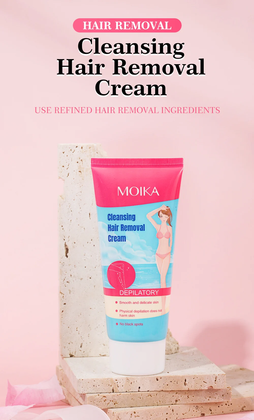 MOIKA Gentle Hair Removal Cream for Underarm, Legs & Bikini Line 1 gentle hair removal cream spu735316768696 desc 1