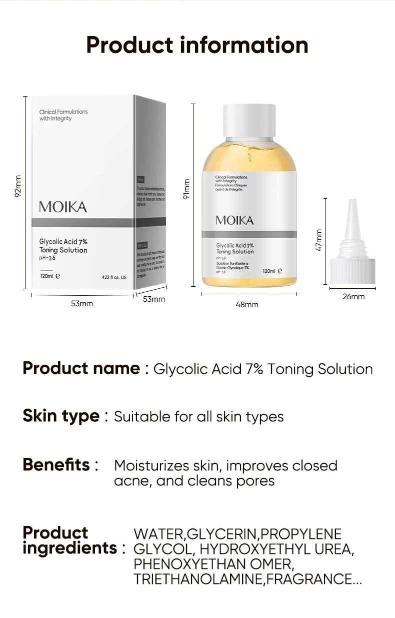 MOIKA Glycolic Acid 7% Toning Solution Exfoliates, Cleans Pores, Brightens Skin 11 glycolic acid toning solution spu729126383654 desc 11