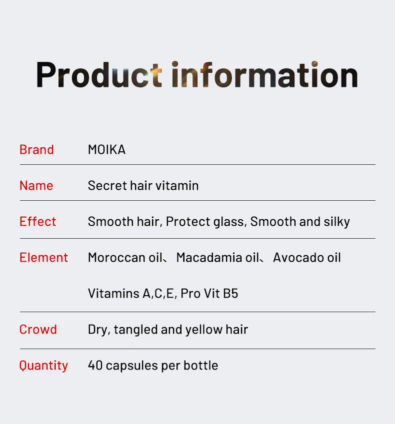 MOIKA Hair Vitamin Serum Capsules 40ml with Moroccan Oil for Damaged Hair Repair 3 hair vitamin serum capsules spu724958071398 desc 3