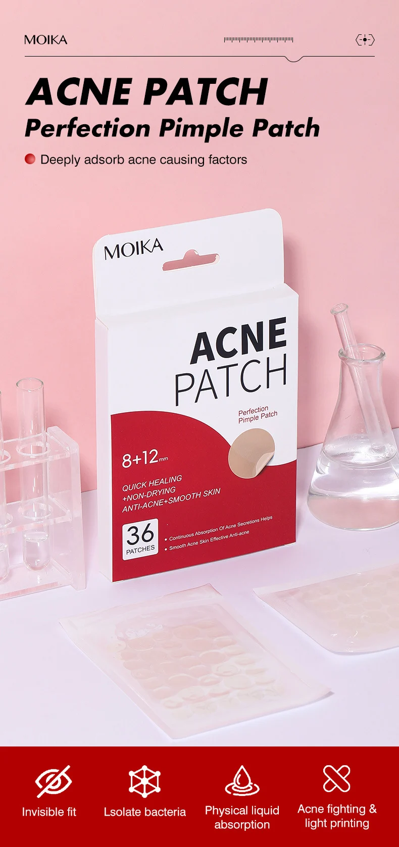 MOIKA Salicylic Acid Acne Patches 36 Pcs, Invisible Hydrocolloid Pimple Patch for Spot Treatment 1 hydrocolloid acne patches spu723137994867 desc 1