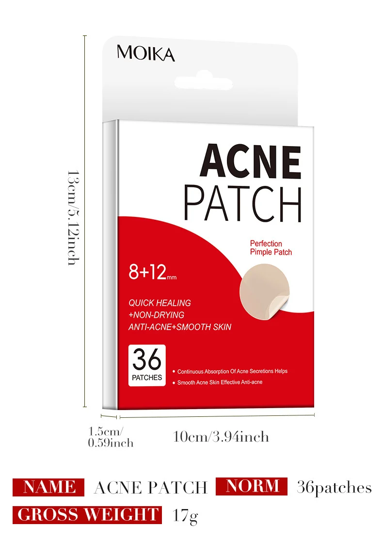 MOIKA Salicylic Acid Acne Patches 36 Pcs, Invisible Hydrocolloid Pimple Patch for Spot Treatment 12 hydrocolloid acne patches spu723137994867 desc 12