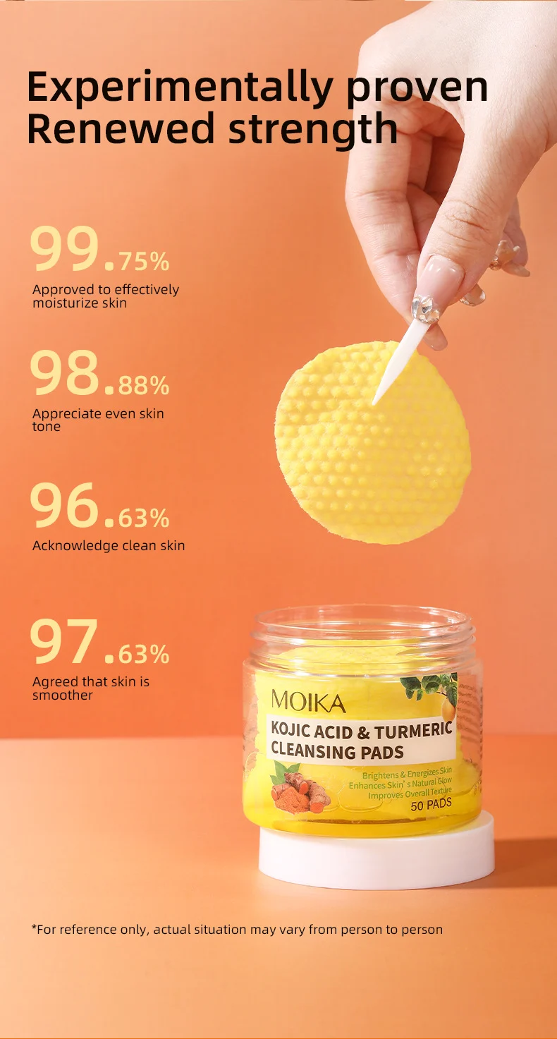 MOIKA Kojic Acid & Turmeric Cleansing Pads with Vitamin C - Exfoliate, Brighten Skin, 50 Pads 5 kojic acid turmeric cleansing pads spu922730418576 desc 5