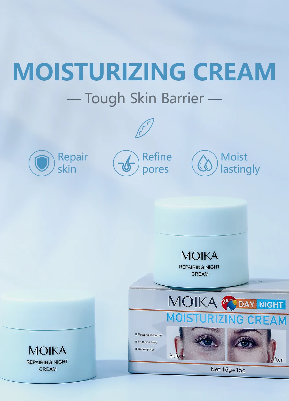 MOIKA Day and Night Cream Set 15g+15g Moisturizing Face Cream 1 moisturizing day night cream set spu741721446035 desc 1