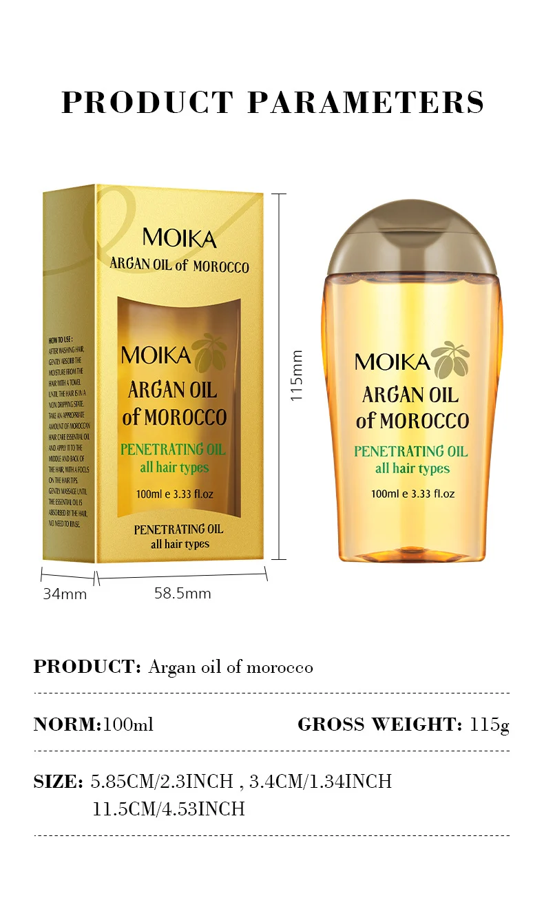 MOIKA Moroccan Argan Oil Hair Treatment Oil 100ml - Repair & Smooth 10 moroccan argan hair oil spu944853844161 desc 10