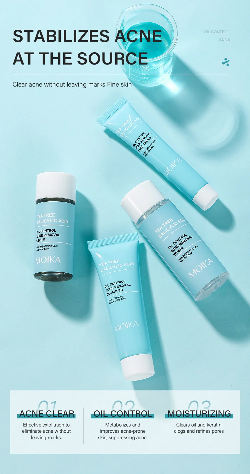 MOIKA Tea Tree & Salicylic Acid Oil Control Acne Removal Skincare Set 3 oil control acne skincare set spu711287669548 desc 3