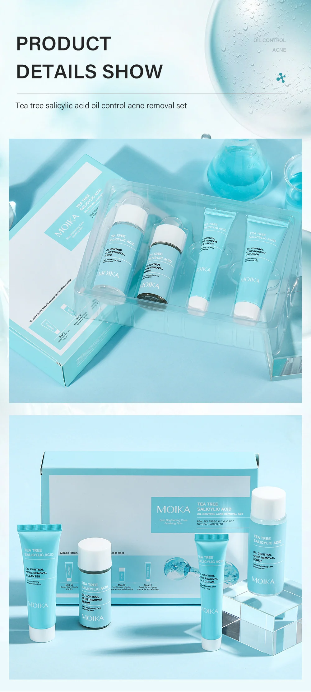 MOIKA Tea Tree & Salicylic Acid Oil Control Acne Removal Skincare Set 8 oil control acne skincare set spu711287669548 desc 8