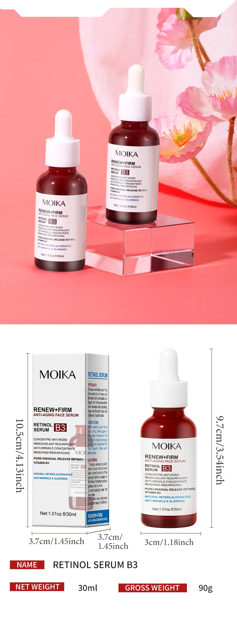MOIKA Retinol B3 Serum Face Wrinkle Concentrate Anti-Aging Repair 8 retinol b3 anti aging serum spu899978827675 desc 8