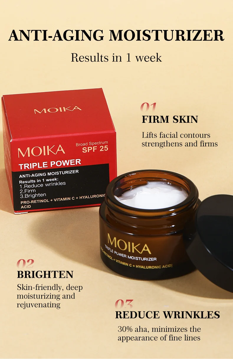 MOIKA Retinol Vitamin C Cream with SPF 25 | Anti-Aging, Brightening & Moisturizing 3 retinol vitamin c spf moisturizer spu805845174948 desc 3