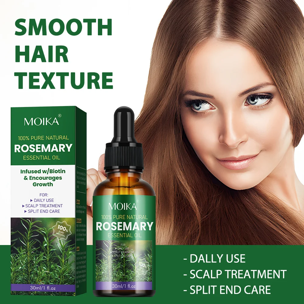 MOIKA Rosemary Hair Oil 100% Pure Essential Oil for Scalp Treatment & Split Ends