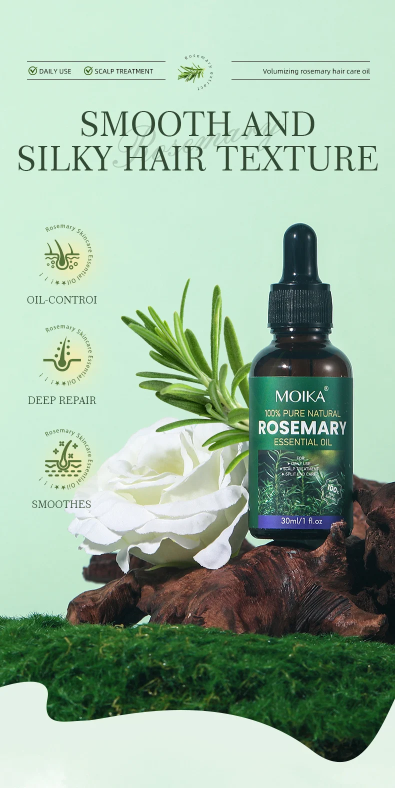 MOIKA Rosemary Hair Oil 100% Pure Essential Oil for Scalp Treatment & Split Ends 1 rosemary hair oil scalp treatment spu716785041941 desc 1