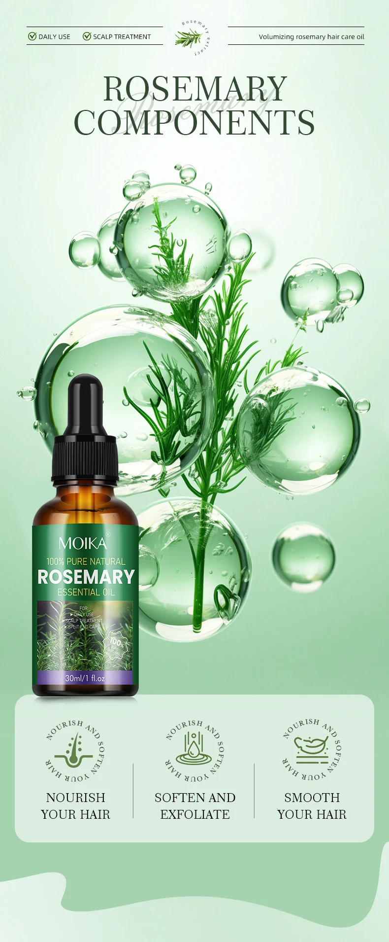 MOIKA Rosemary Hair Oil 100% Pure Essential Oil for Scalp Treatment & Split Ends 5 rosemary hair oil scalp treatment spu716785041941 desc 5