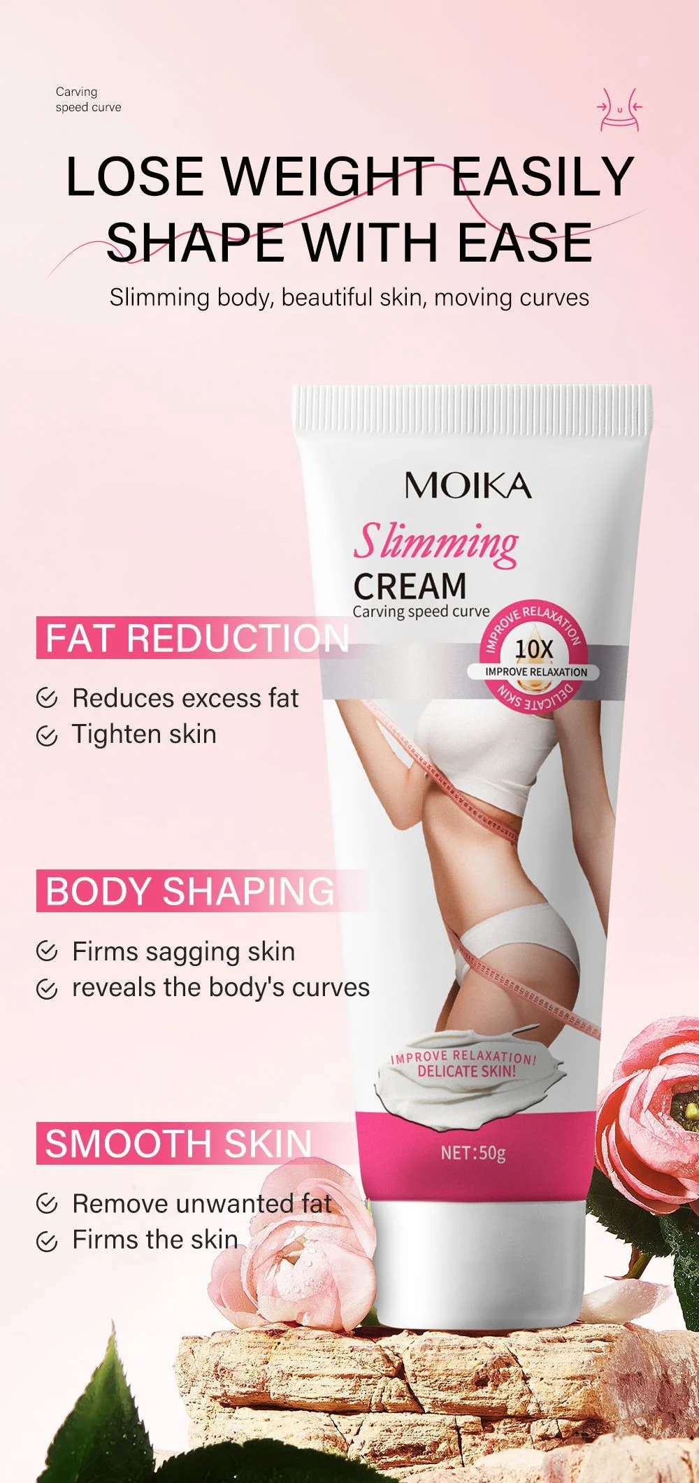 MOIKA Slimming Cream 50g - Tighten Skin, Reduce Fat, Body Shaping 3 slimming body cream spu765376425536 desc 3