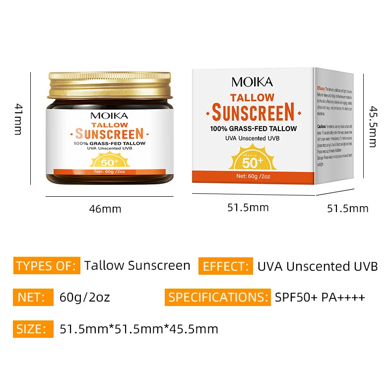 MOIKA Tallow Zinc Mineral Sunscreen SPF50+ Broad Spectrum UVA/UVB Protection 12 tallow zinc mineral sunscreen spu924378147692 desc 12