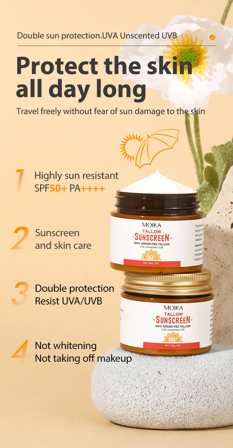 MOIKA Tallow Zinc Mineral Sunscreen SPF50+ Broad Spectrum UVA/UVB Protection 3 tallow zinc mineral sunscreen spu924378147692 desc 3