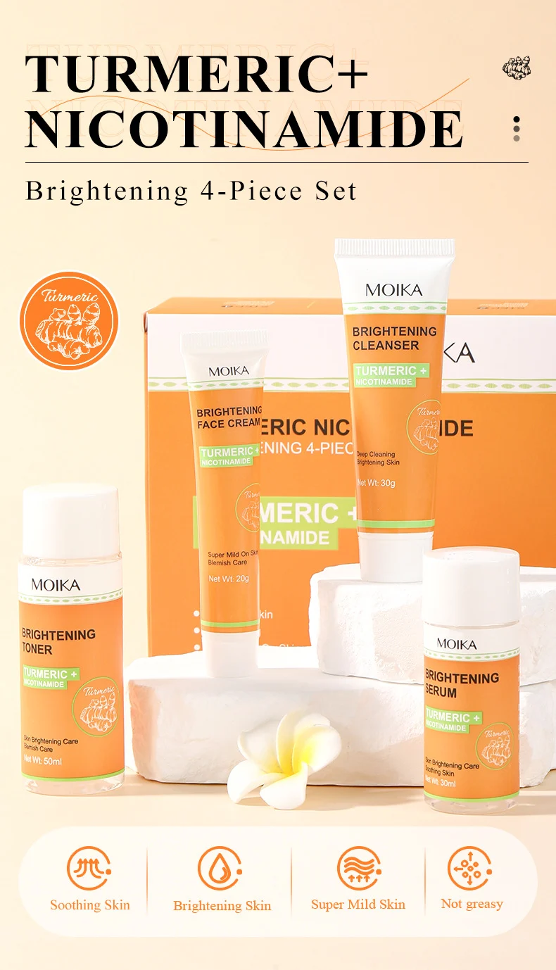 MOIKA Turmeric & Niacinamide Brightening 4-Piece Skincare Set for Soothing & Hydrating Skin 1 turmeric niacinamide skincare set spu659443258270 desc 1