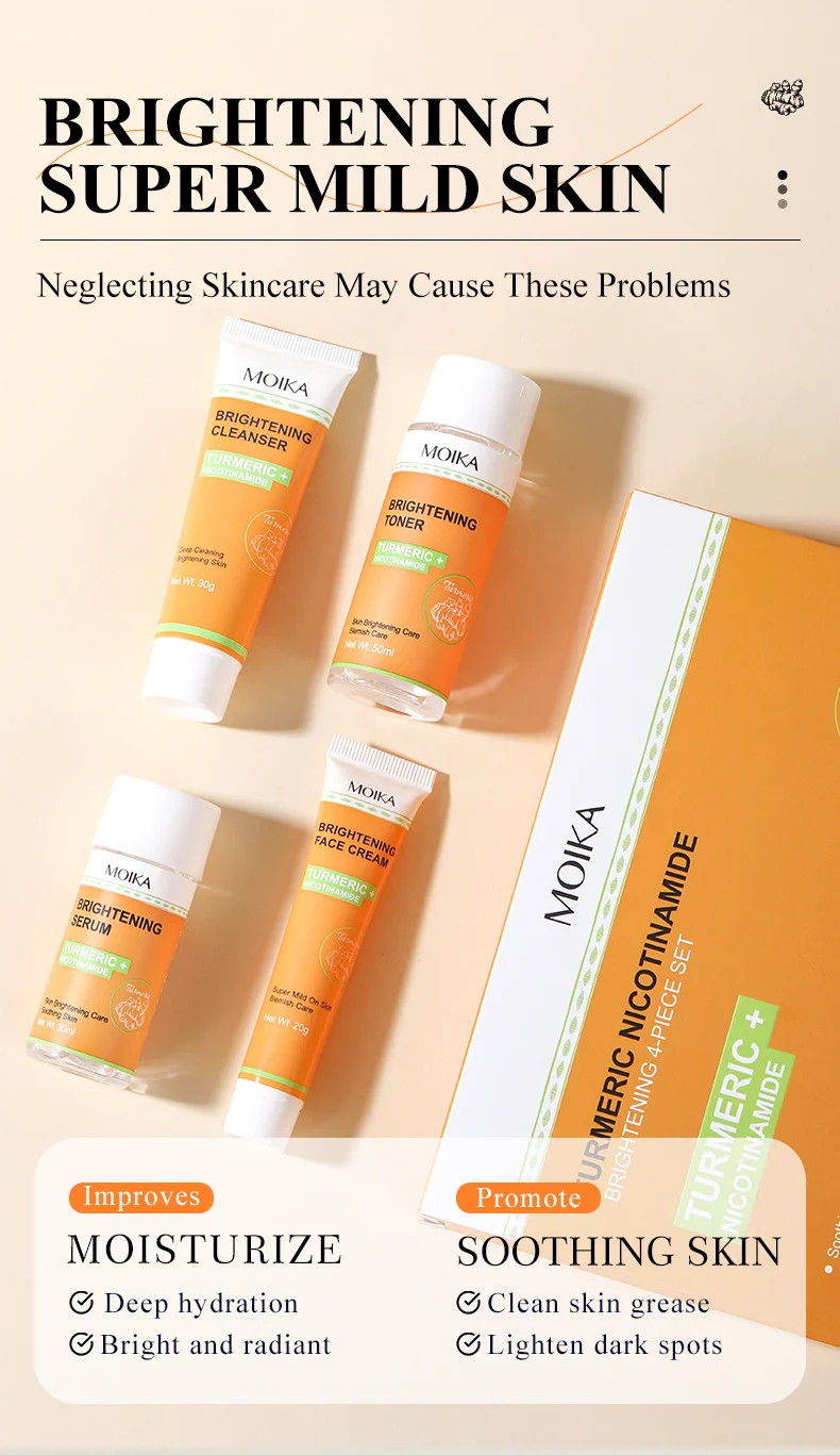 MOIKA Turmeric & Niacinamide Brightening 4-Piece Skincare Set for Soothing & Hydrating Skin 3 turmeric niacinamide skincare set spu659443258270 desc 3