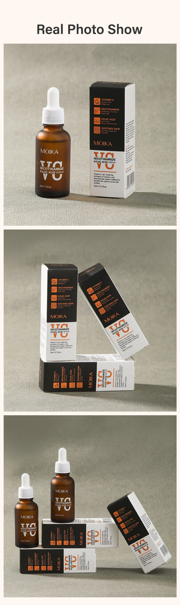 MOIKA VC Nicotinamide Kojic Acid Serum 30ml - Whitening Anti-Freckle Brightening Face Essence 9 vc kojic acid niacinamide serum spu733367399898 desc 9 scaled