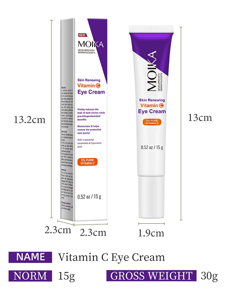 MOIKA Vitamin C Eye Cream for Dark Circles & Wrinkles, 15g Moisturizing Anti-Aging 9 vitamin c eye cream spu896237329119 desc 9