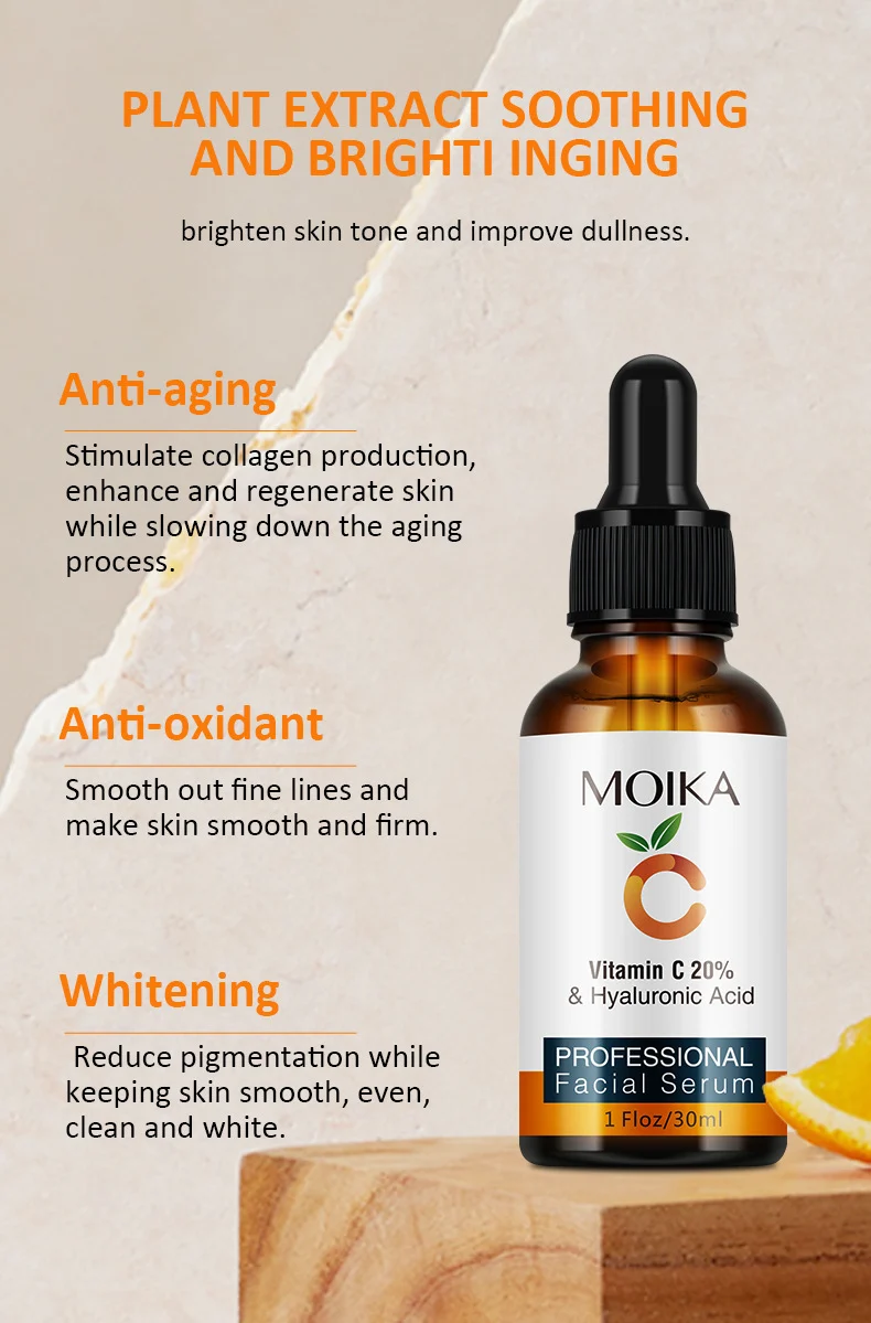 MOIKA Vitamin C 20% Facial Serum with Hyaluronic Acid, Whitening & Anti-Aging 3 vitamin c facial serum spu753006403134 desc 3